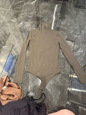 Aritzia Contour Olive Green Turtleneck Bodysuit